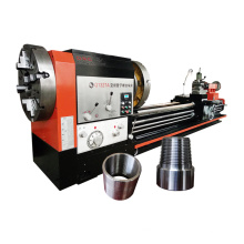 Precision pipe nipple thread manual lathe, flat bed lathe machine specialized in steel pipe threading
